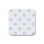 Polka Dots - Light Cyan on White Rubber Square Coaster (4 pack)