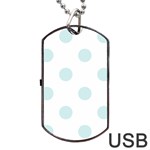 Polka Dots - Light Cyan on White Dog Tag USB Flash (Two Sides)