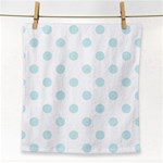 Polka Dots - Light Cyan on White Face Towel