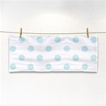 Polka Dots - Light Cyan on White Hand Towel