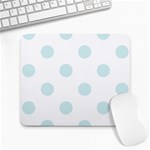 Polka Dots - Light Cyan on White Large Mousepad