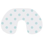 Polka Dots - Light Cyan on White Travel Neck Pillow