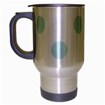 Polka Dots - Light Cyan on White Travel Mug (Silver Gray)