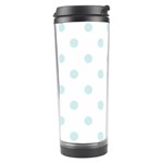 Polka Dots - Light Cyan on White Travel Tumbler
