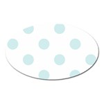 Polka Dots - Light Cyan on White Magnet (Oval)