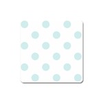 Polka Dots - Light Cyan on White Magnet (Square)