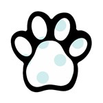 Polka Dots - Light Cyan on White Magnet (Paw Print)