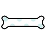 Polka Dots - Light Cyan on White Magnet (Dog Bone)