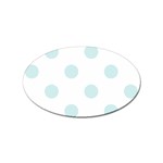 Polka Dots - Light Cyan on White Sticker Oval (10 pack)