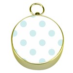 Polka Dots - Light Cyan on White Gold Compass