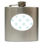 Polka Dots - Light Cyan on White Hip Flask (6 oz)