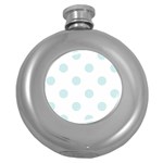 Polka Dots - Light Cyan on White Hip Flask (5 oz)