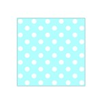 Polka Dots - White on Celeste Cyan Satin Bandana Scarf