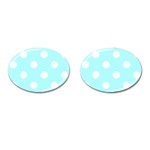 Polka Dots - White on Celeste Cyan Cufflinks (Oval)