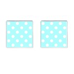 Polka Dots - White on Celeste Cyan Cufflinks (Square)