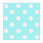 Polka Dots - White on Celeste Cyan Medium Glasses Cloth (2 Sides)
