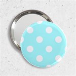 Polka Dots - White on Celeste Cyan 2.25  Handbag Mirror