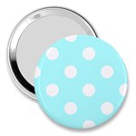 Polka Dots - White on Celeste Cyan 3  Handbag Mirror