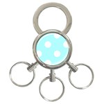 Polka Dots - White on Celeste Cyan 3-Ring Key Chain