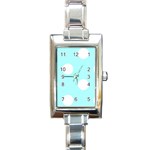 Polka Dots - White on Celeste Cyan Rectangle Italian Charm Watch