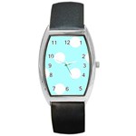 Polka Dots - White on Celeste Cyan Barrel Style Metal Watch
