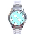 Polka Dots - White on Celeste Cyan Stainless Steel Analogue Watch