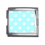 Polka Dots - White on Celeste Cyan Mega Link Italian Charm (18mm)