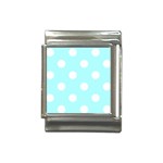 Polka Dots - White on Celeste Cyan Italian Charm (13mm)