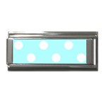Polka Dots - White on Celeste Cyan Superlink Italian Charm (9mm)