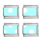 Polka Dots - White on Celeste Cyan 9mm Italian Charm (4 pack)