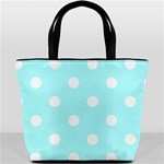 Polka Dots - White on Celeste Cyan Bucket Bag