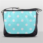 Polka Dots - White on Celeste Cyan Messenger Bag