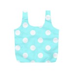 Polka Dots - White on Celeste Cyan Full Print Recycle Bag (S)
