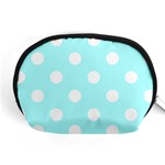Polka Dots - White on Celeste Cyan Accessory Pouch (Medium)