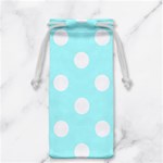 Polka Dots - White on Celeste Cyan Jewelry Bag