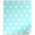 Polka Dots - White on Celeste Cyan Canvas 11  x 14 