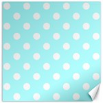 Polka Dots - White on Celeste Cyan Canvas 12  x 12 