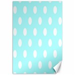 Polka Dots - White on Celeste Cyan Canvas 12  x 18 