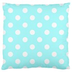 Polka Dots - White on Celeste Cyan Large Cushion Case (One Side)