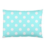 Polka Dots - White on Celeste Cyan Pillow Case (One Side)
