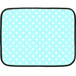 Polka Dots - White on Celeste Cyan Fleece Blanket (Mini)