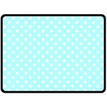 Polka Dots - White on Celeste Cyan Fleece Blanket (Large) (One Side)