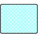Polka Dots - White on Celeste Cyan Fleece Blanket (Medium) (One Side)