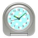 Polka Dots - White on Celeste Cyan Desk Alarm Clock
