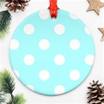 Polka Dots - White on Celeste Cyan Ornament (Round)