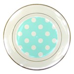 Polka Dots - White on Celeste Cyan Porcelain Plate