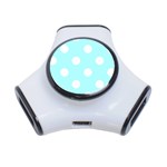 Polka Dots - White on Celeste Cyan Portable USB Hub (One Side)