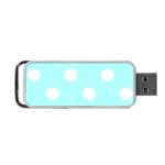 Polka Dots - White on Celeste Cyan Portable USB Flash (One Side)