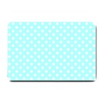 Polka Dots - White on Celeste Cyan Small Doormat