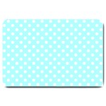Polka Dots - White on Celeste Cyan Large Doormat